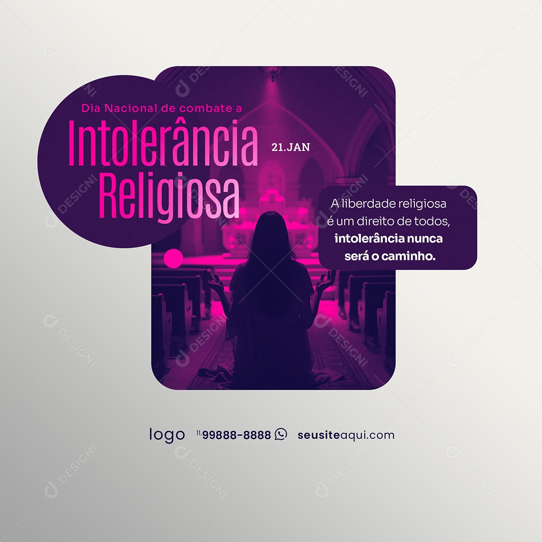 Dia Nacional de Combate à Intolerância Religiosa 21 de Janeiro Social Media PSD Editável