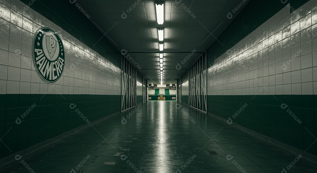 Estádio para composição de artes gráficas esportivas do palmeiras