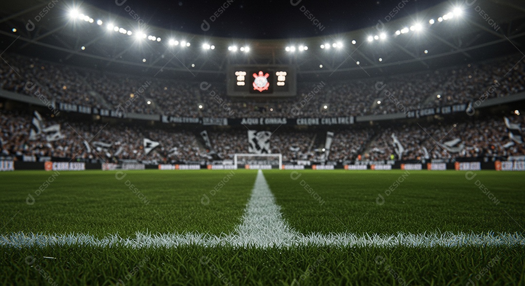 Estádio para composição de artes gráficas esportivas