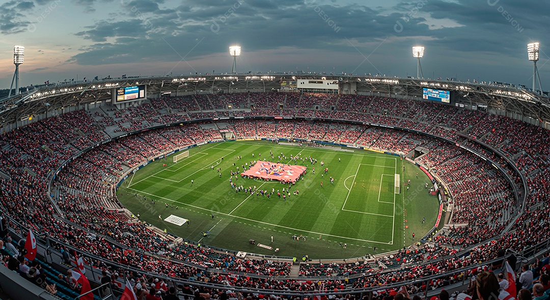 Estádio para composição de artes gráficas esportivas