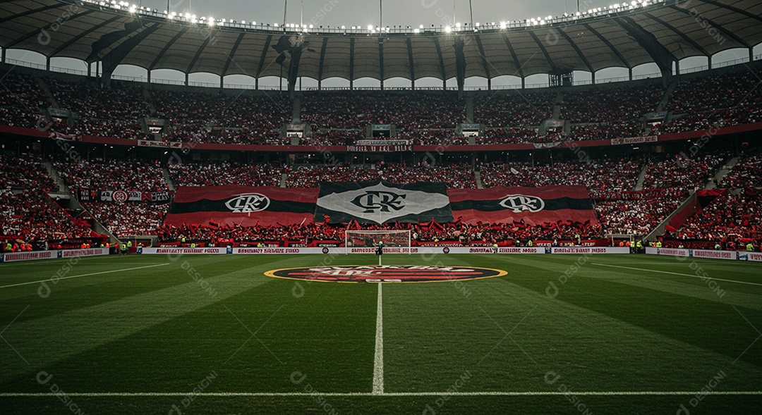 Estádio para composição de artes gráficas esportivas