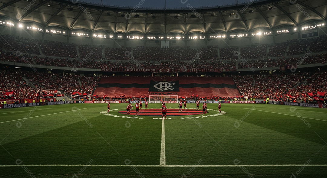 Estádio para composição de artes gráficas esportivas