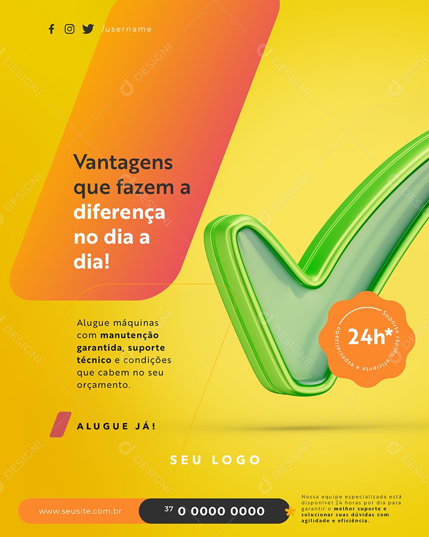 Locadora de Máquinas Vantagens Que Fazem a Diferença Social Media PSD Editável