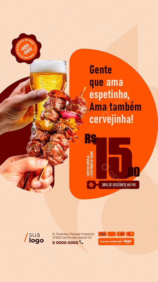 Story Churrascaria Gente que Ama Espetinho Social Media PSD Editável