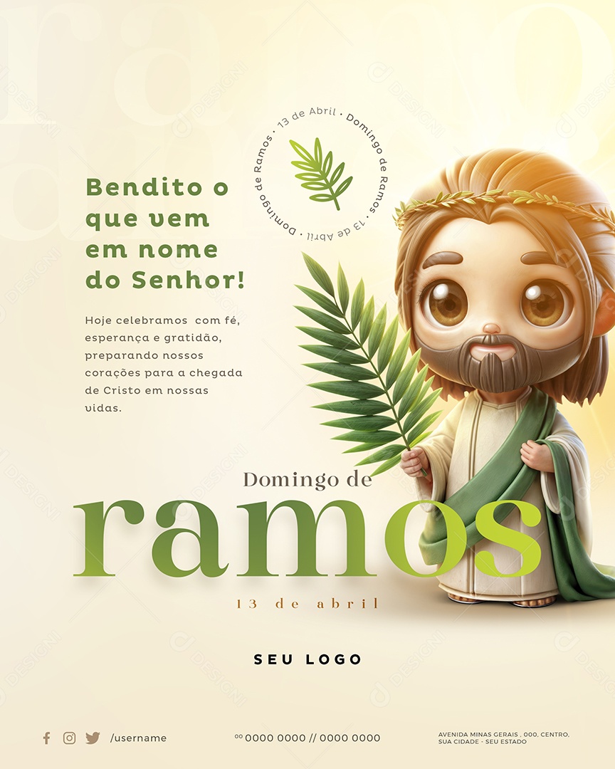 Semana Santa Bendito O Que Vem Em Nome Do Senhor Social Media PSD Editável