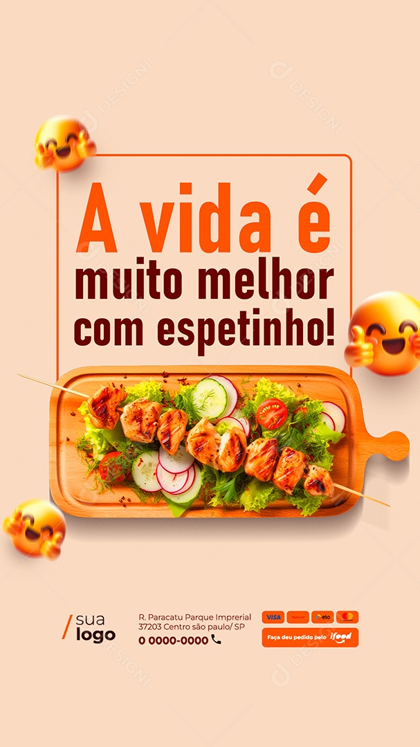 Story Churrascaria A Vida é Muito Melhor com Espetinho Social Media PSD Editável