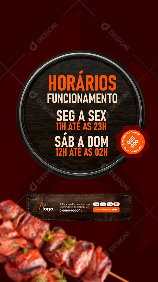 Story Churrascaria Espetinho Horários Funcionamento Social Media PSD Editável