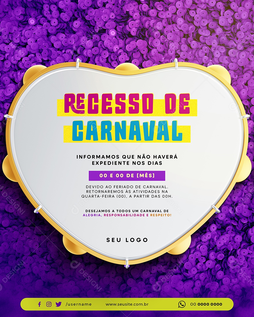 Recesso De Carnaval Social Media PSD Editável