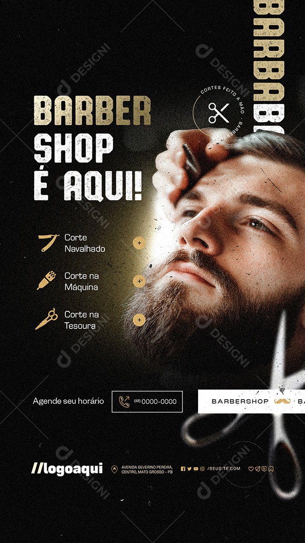 Story Barbearia Barber Shop é Aqui Social Media PSD Editável