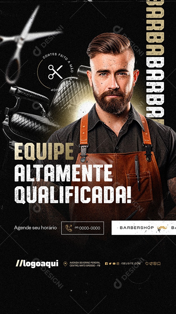 Story Barbearia Highly Qualified Social Media PSD Editable