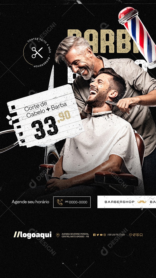 Story Social Media Barbearia Corte de Cabelo Barba PSD Editável