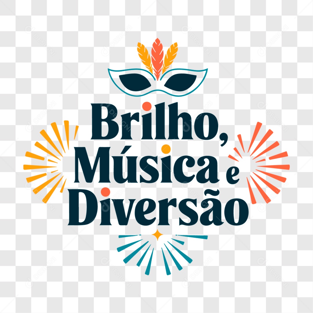 Lettering Carnaval Brilho Música e Diversão EPS + PNG