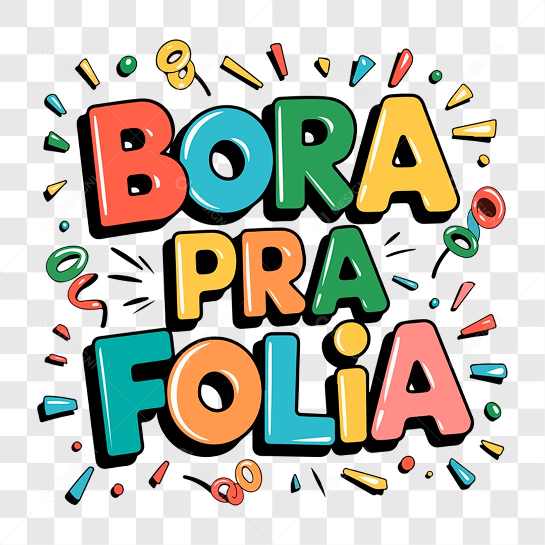 Lettering Carnaval Bora Pra Folia EPS + PNG