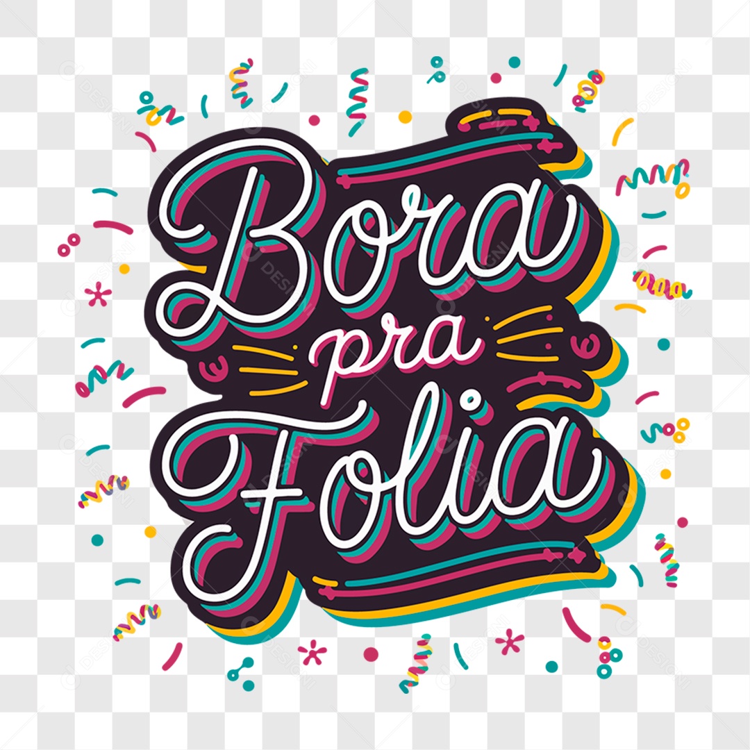 Lettering Carnaval Bora pra Folia EPS + PNG