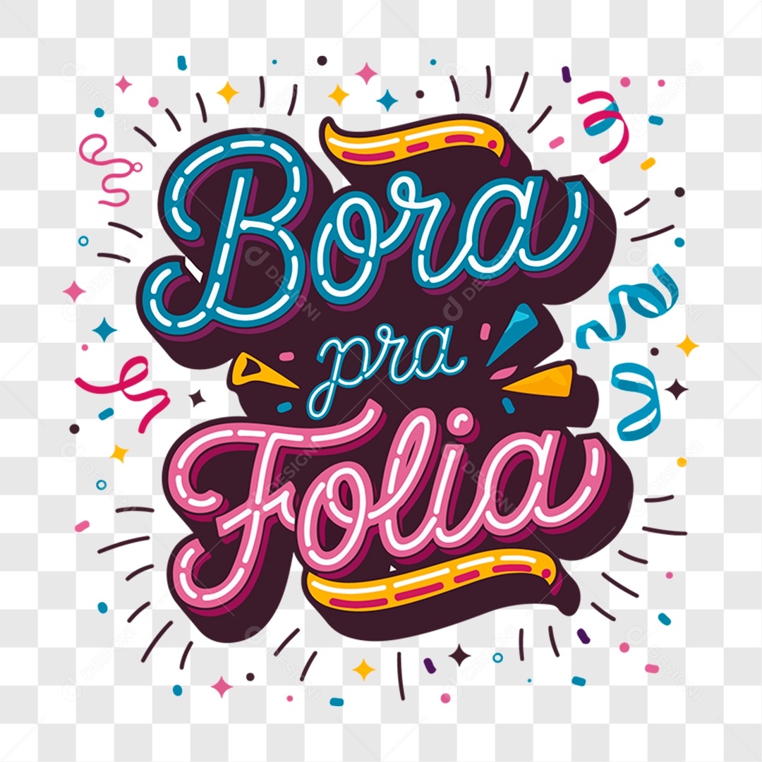 Lettering Carnaval Bora pra Folia EPS + PNG