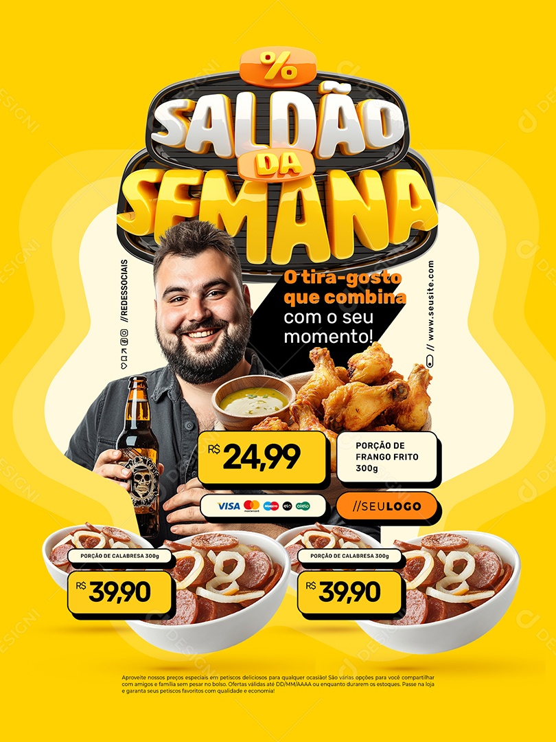 Saldão Da Semana Petiscaria Encarte Porção De Frango Frito Social Media PSD Editável