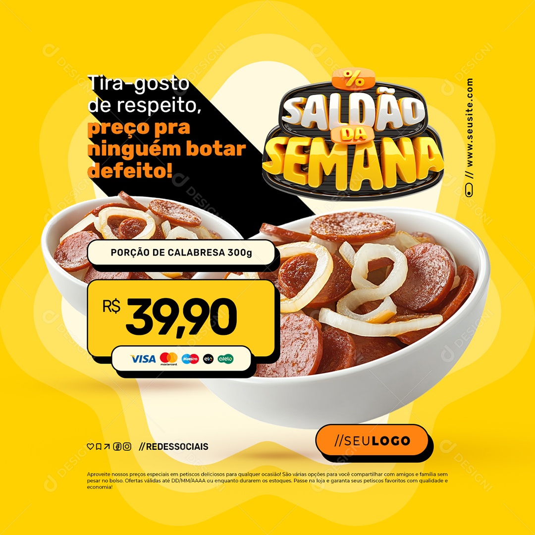 Saldão Da Semana Petiscaria Porção De Calabresa Social Media PSD Editável