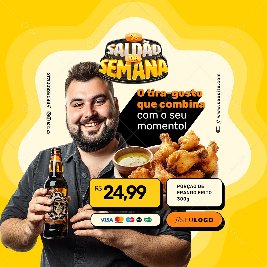 Saldão Da Semana Petiscaria Porção De Frango Frito Social Media PSD Editável