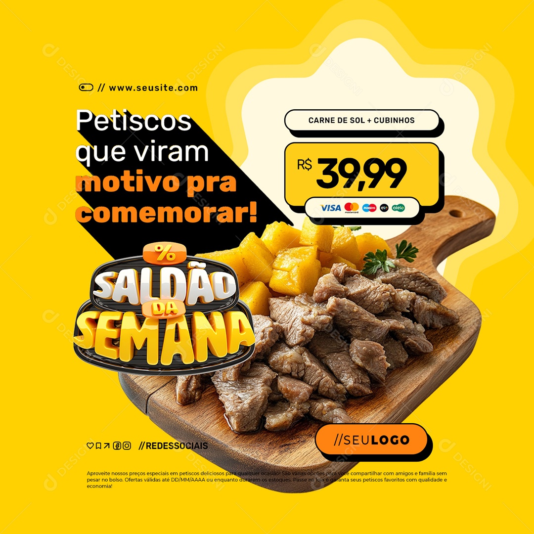 Saldão Da Semana Petiscaria Petiscos que Viram Motivo Social Media PSD Editável