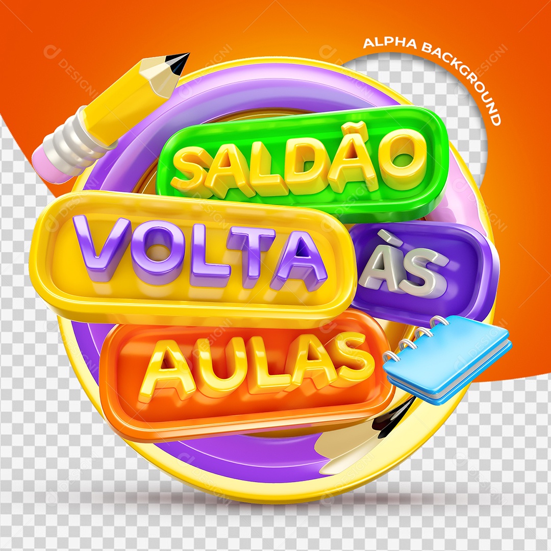 Saldão Volta às Aulas Selo 3D Para Composição PSD