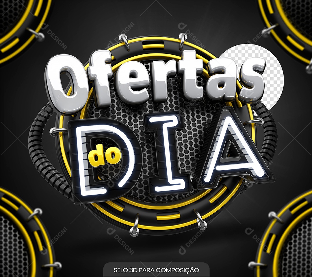 Selo 3D Ofertas do Dia para Composição PSD