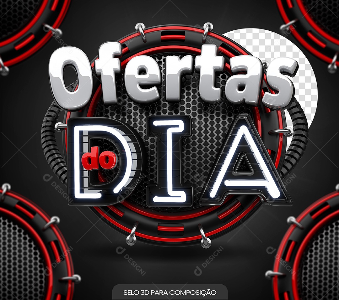 Selo 3D Ofertas do Dia para Composição PSD