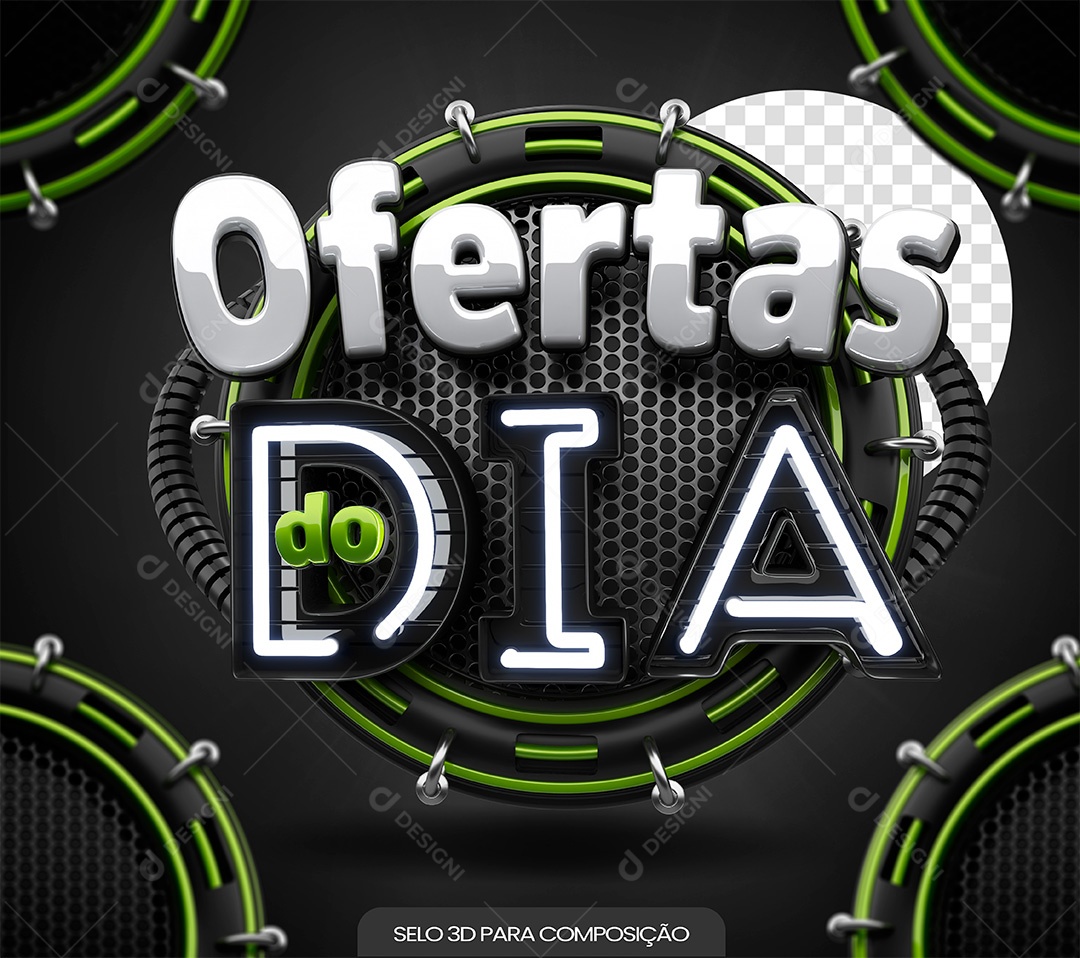 Ofertas do Dia Selo 3D para Composição PSD