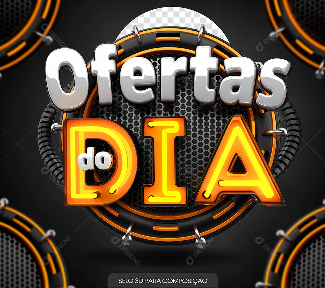 Ofertas do Dia Selo 3D para Composição PSD