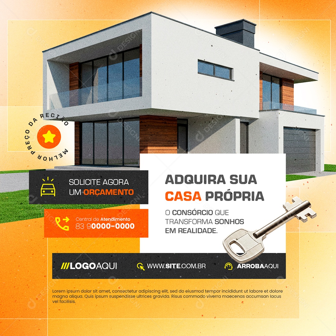 Consórcio Adquira sua Casa Própria Social Media PSD Editável