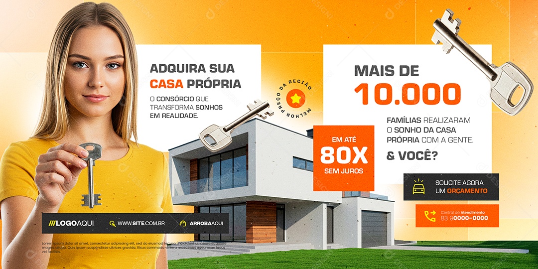 Carrossel Consórcio Adquira sua Casa Própria Social Media PSD Editável