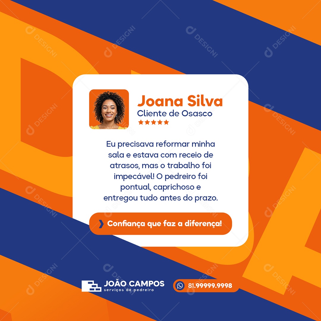 Pedreiro Feedback Confiança Que Faz a Diferença Social Media PSD Editável