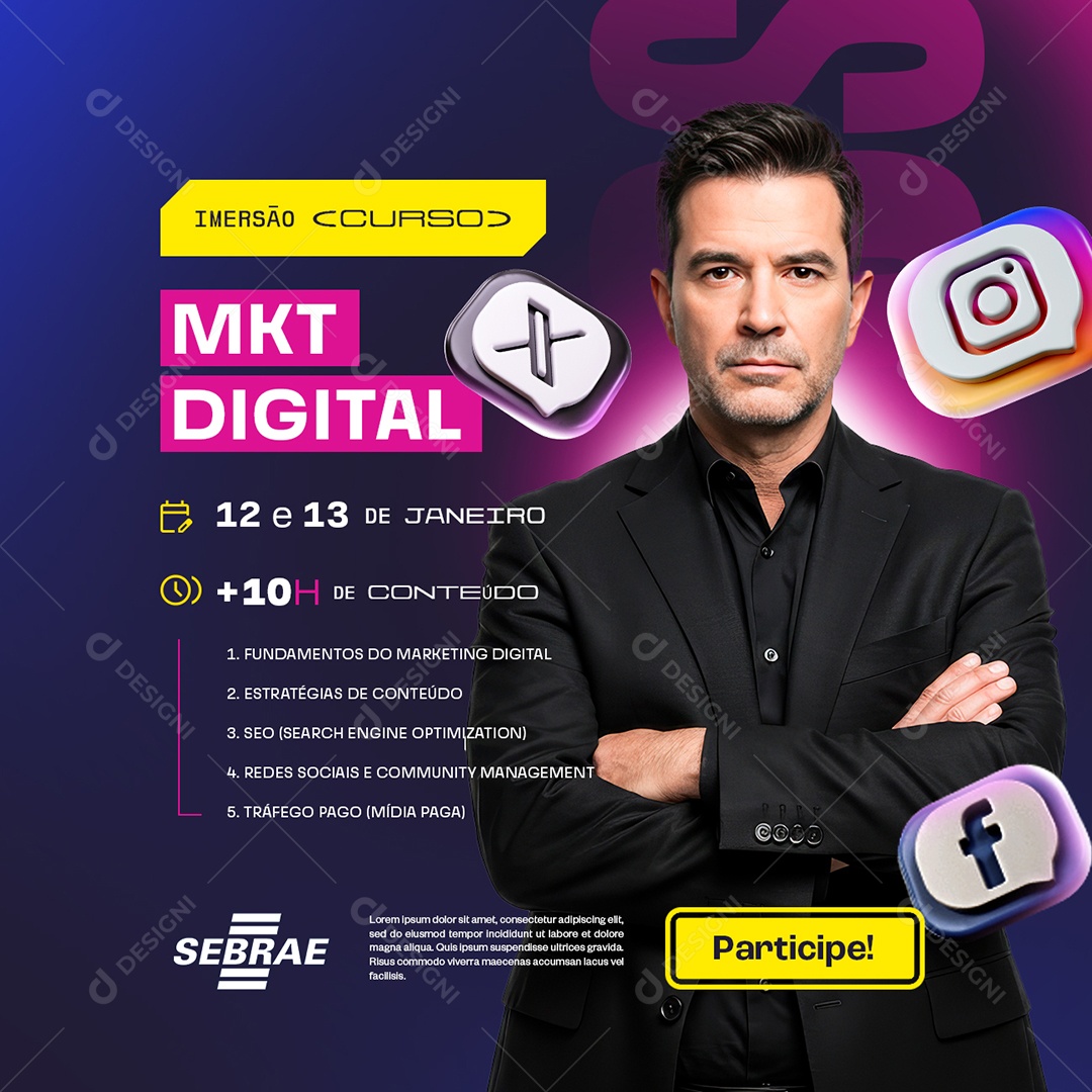Imersão Curso Marketing Digital Social Media PSD Editável