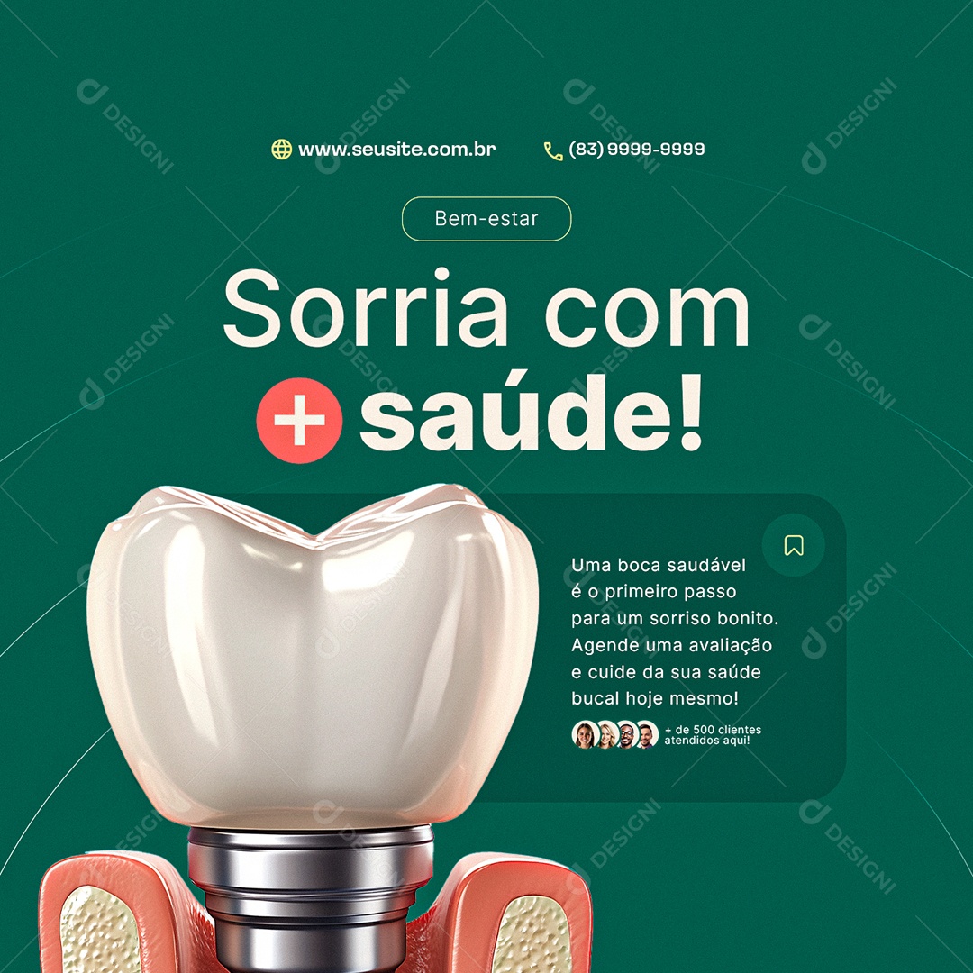 Odontologia Sorria com Saúde Social Media PSD Editável