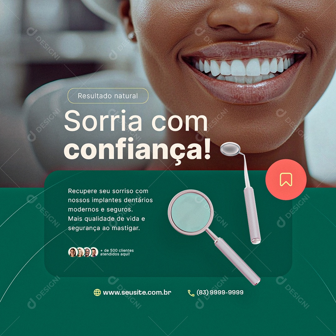 Odontologia Sorria com Confiança Social Media PSD Editável