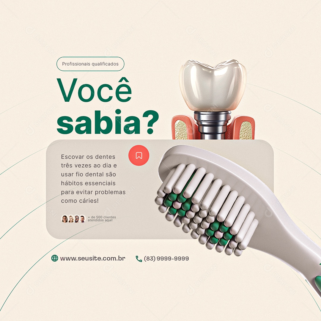 Odontologia Você Sabia Social Media PSD Editável