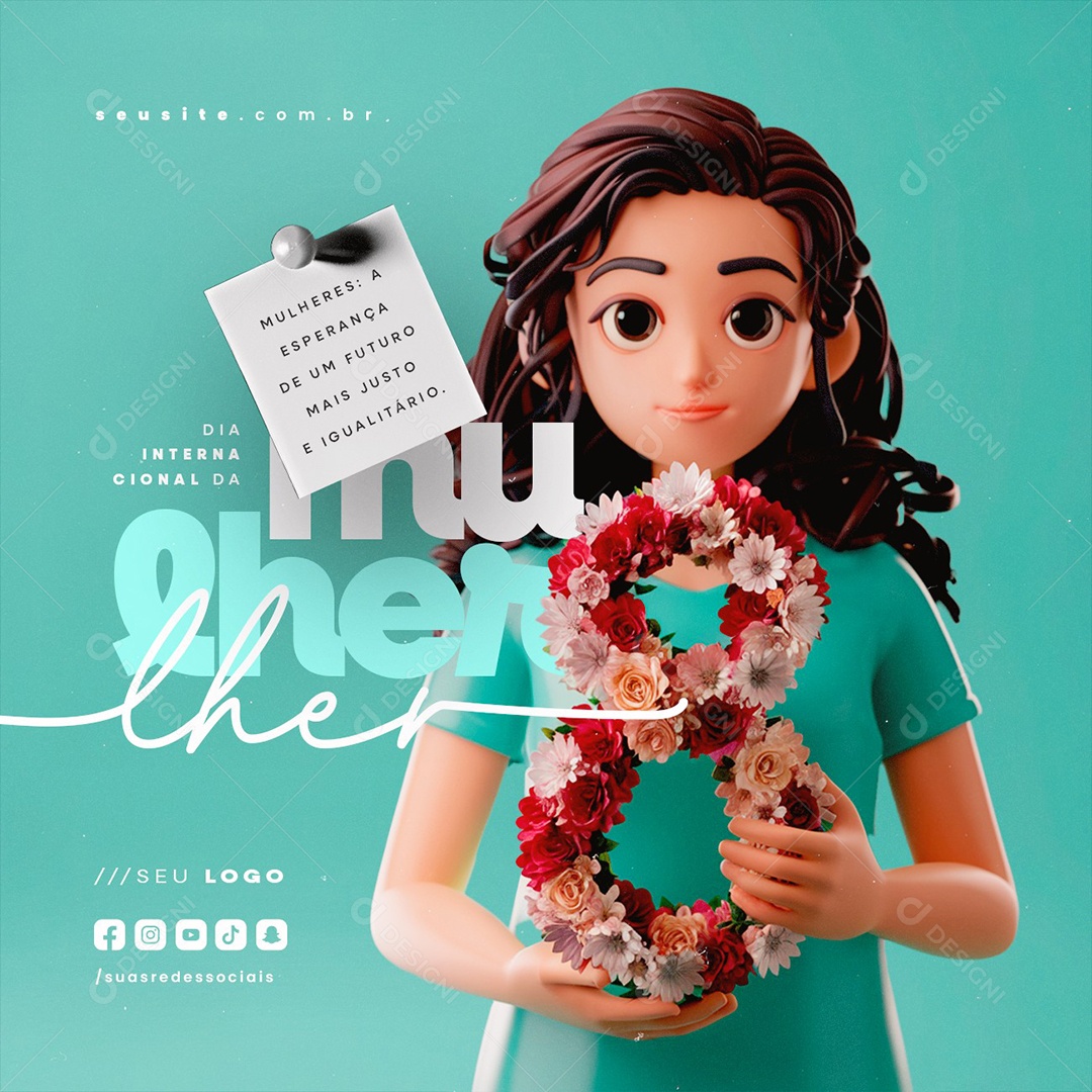 Dia Internacional Da Mulher 08 de Março A Esperança Social Media PSD Editável