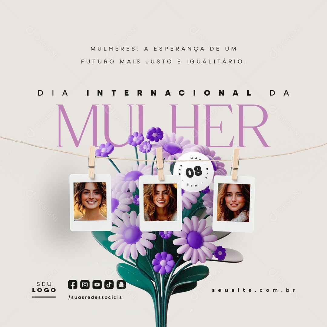 Dia Internacional Da Mulher 08 de Março Social Media PSD Editável