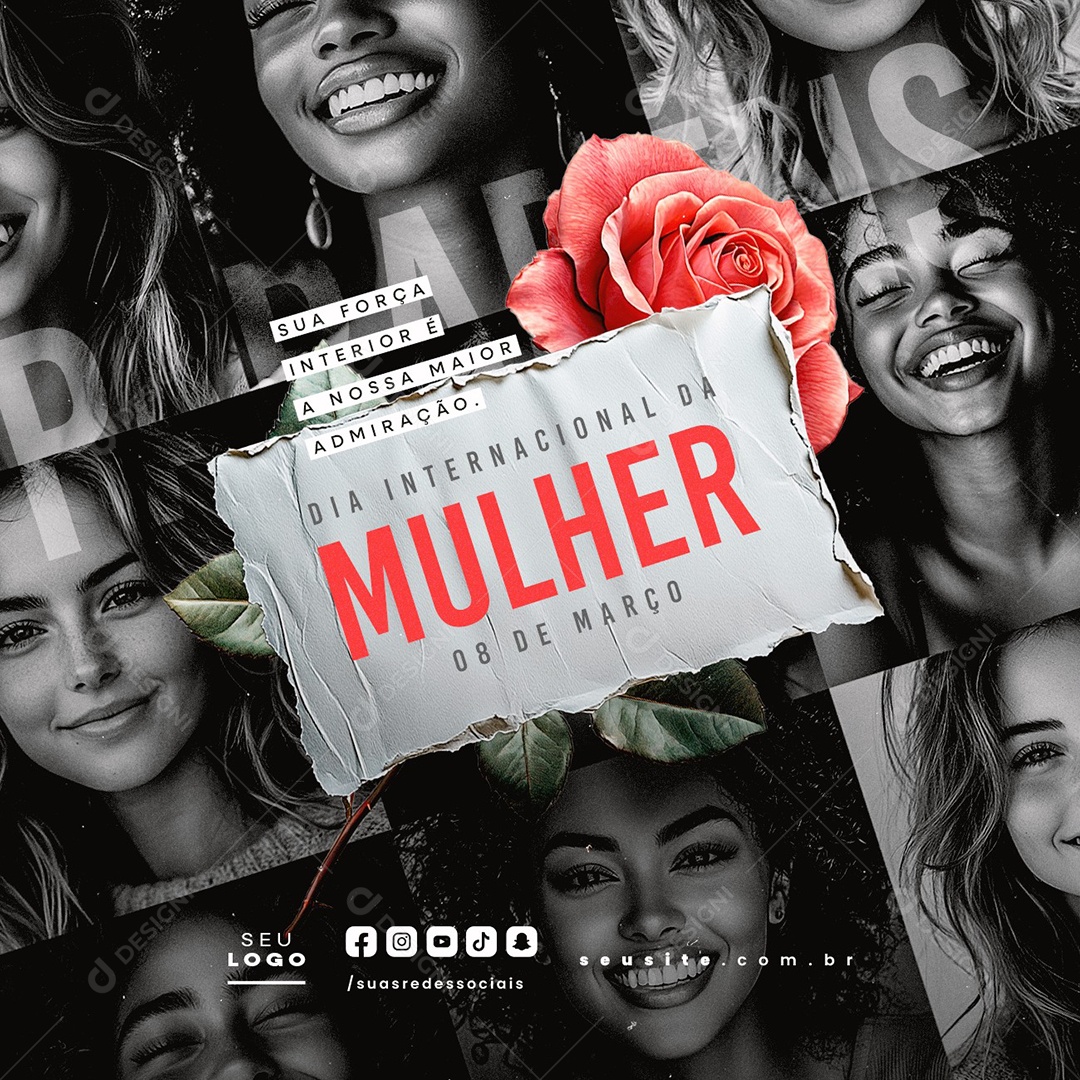 Dia Internacional Da Mulher 08 de Março Social Media PSD Editável
