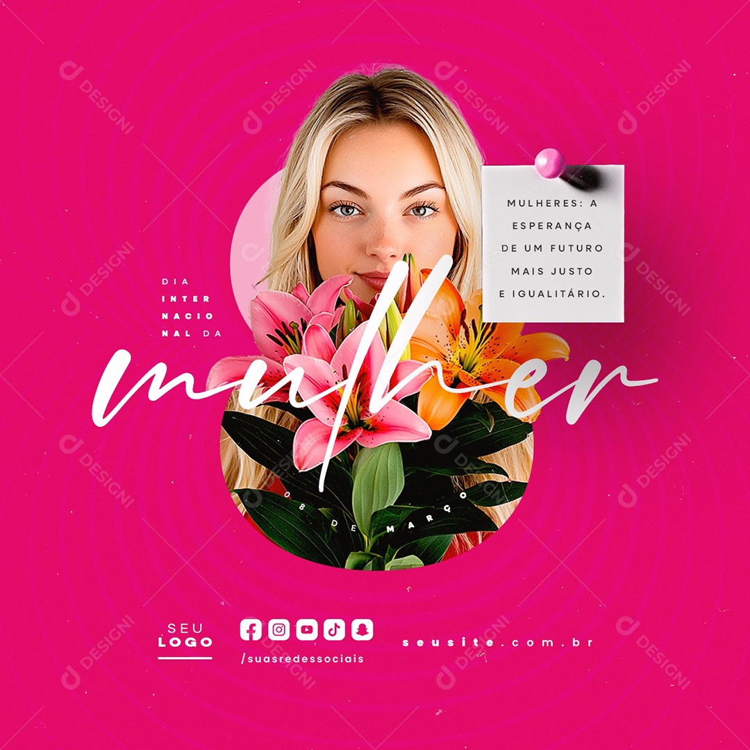 Dia Internacional Da Mulher 08 de Março A Esperança Social Media PSD Editável