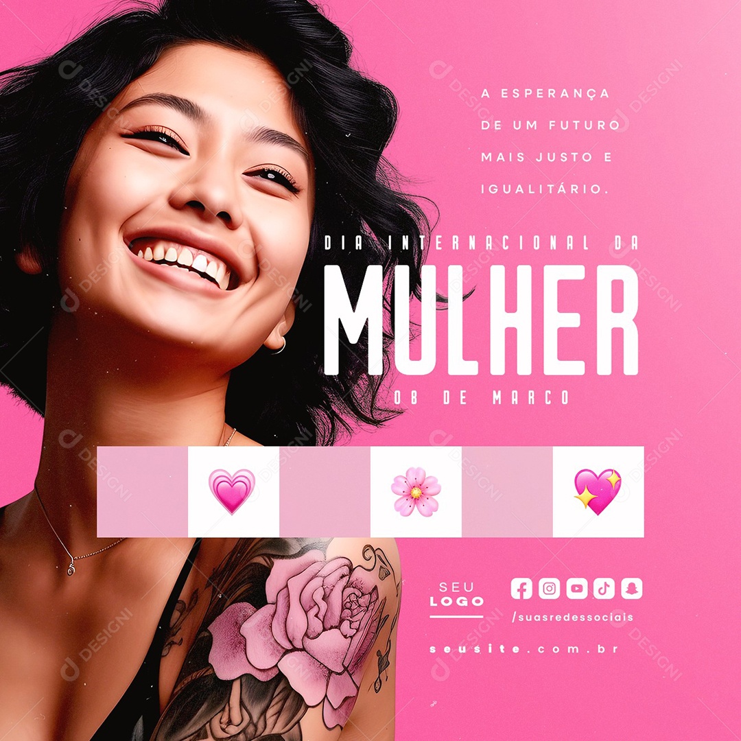 Dia Internacional Da Mulher 08 de Março A Esperança Social Media PSD Editável