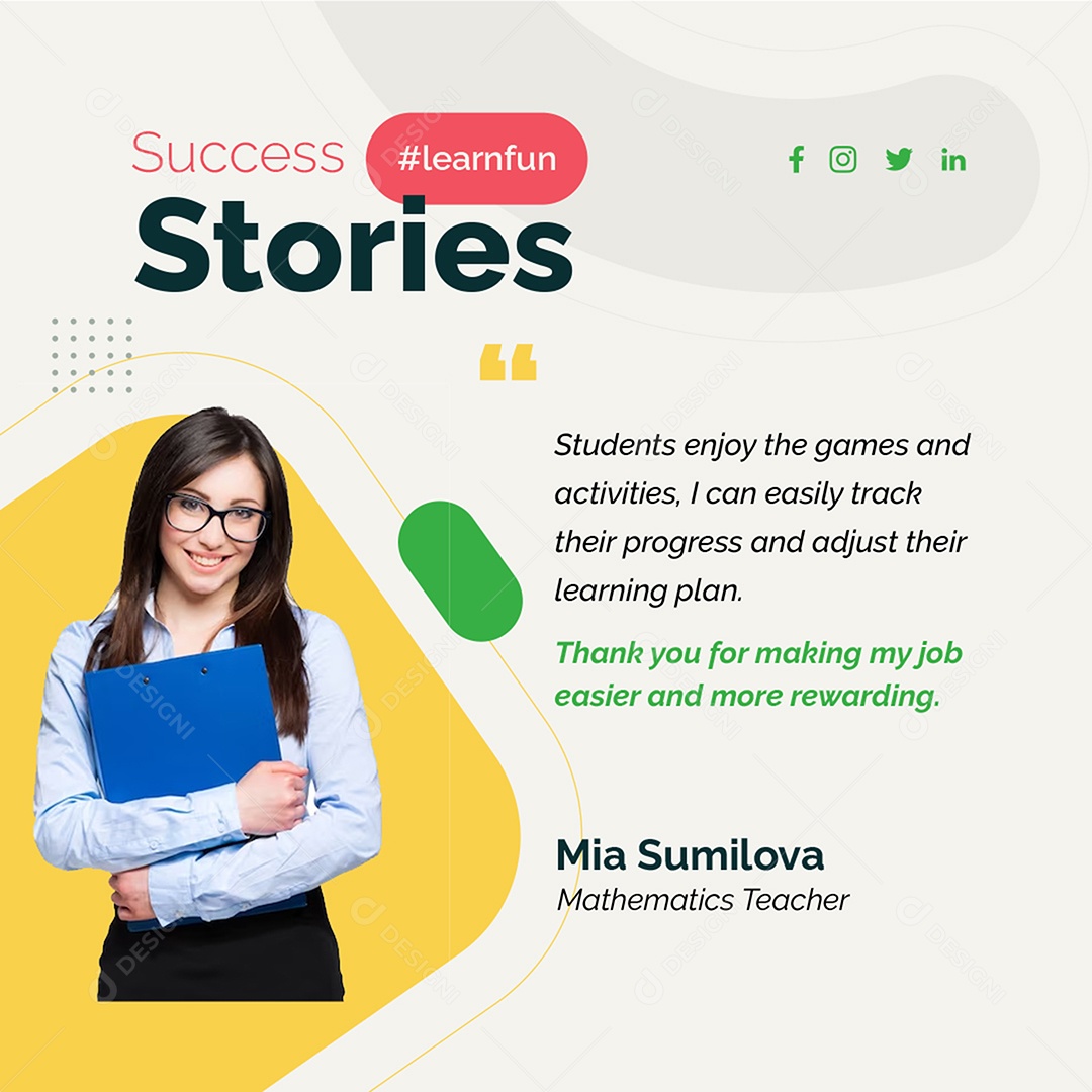 Escola Nutrindo Sua Mente Feedback Social Media PSD Editável