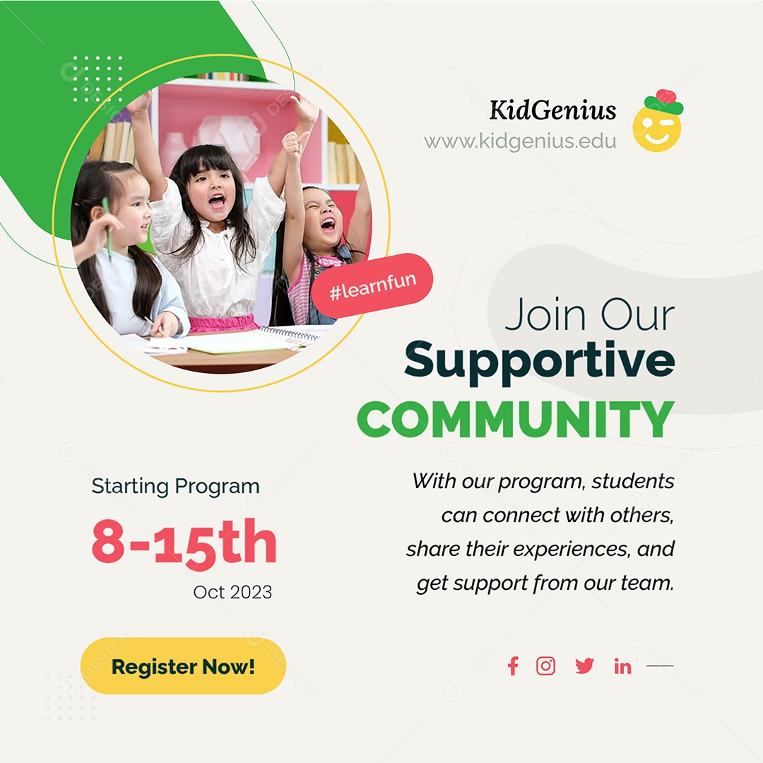 Escola Suporte e Comunicação Social Media PSD Editável