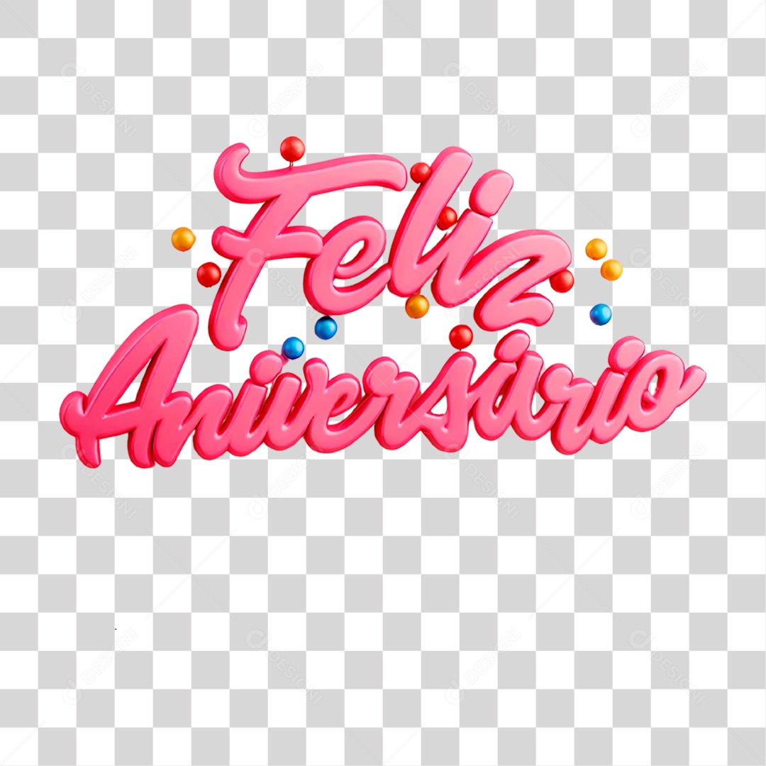 Selo Feliz Aniversário 3D PNG Transparente