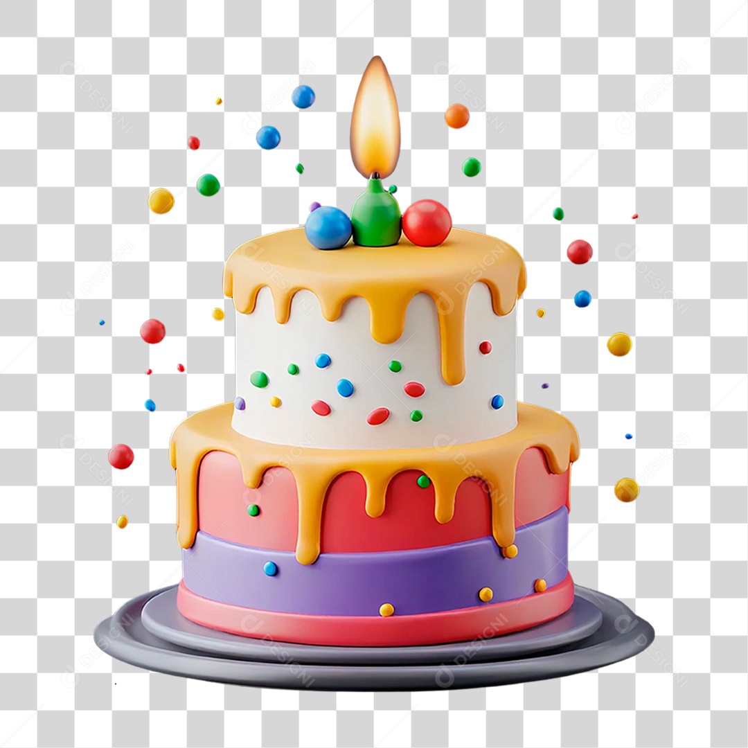 Bolo de Aniversário PNG Transparente