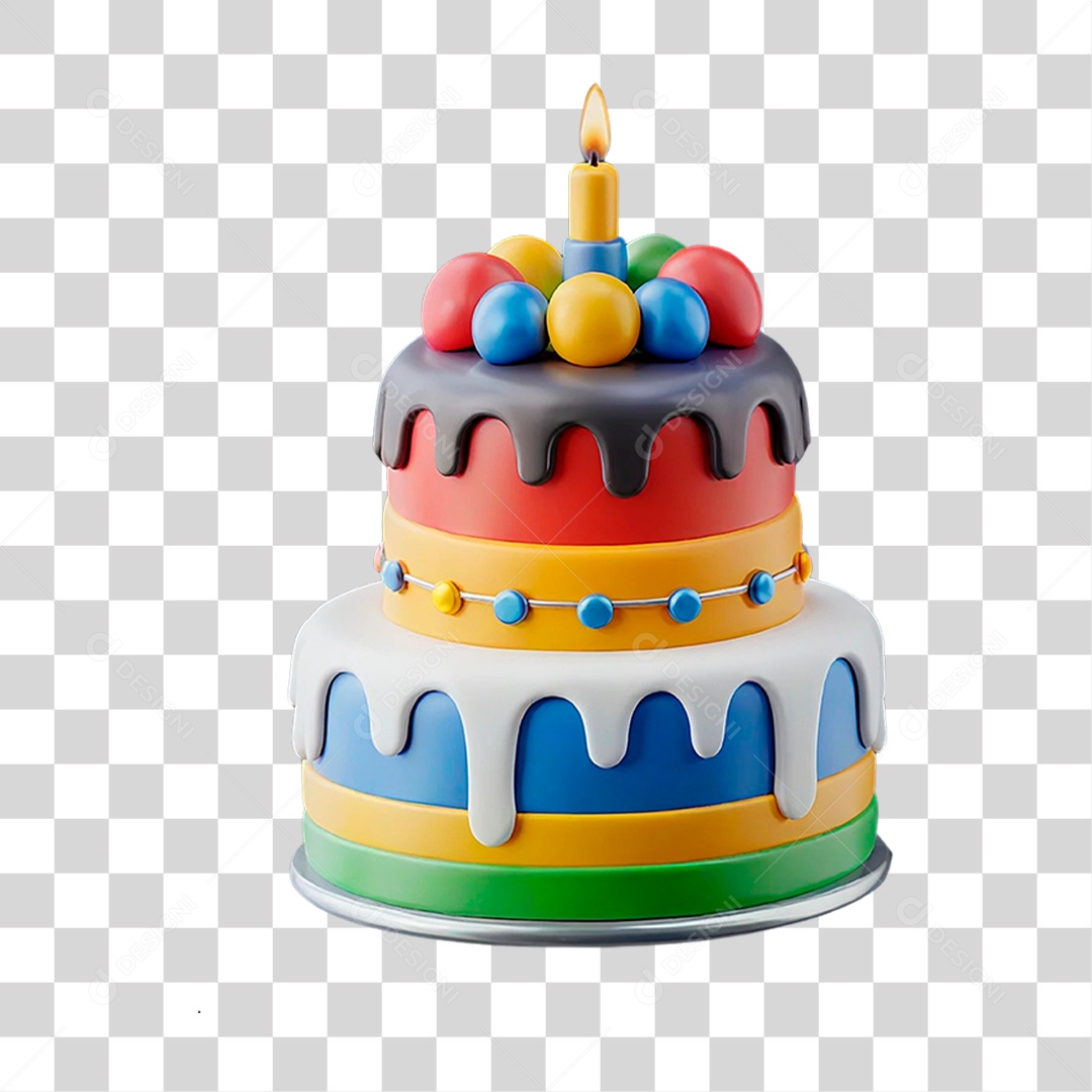 Bolo de Aniversário PNG Transparente