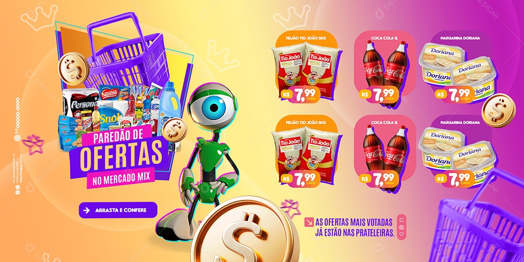 Carrossel Ofertas Supermercado Paredão Ofertas Big Brother Social Media PSD Editável
