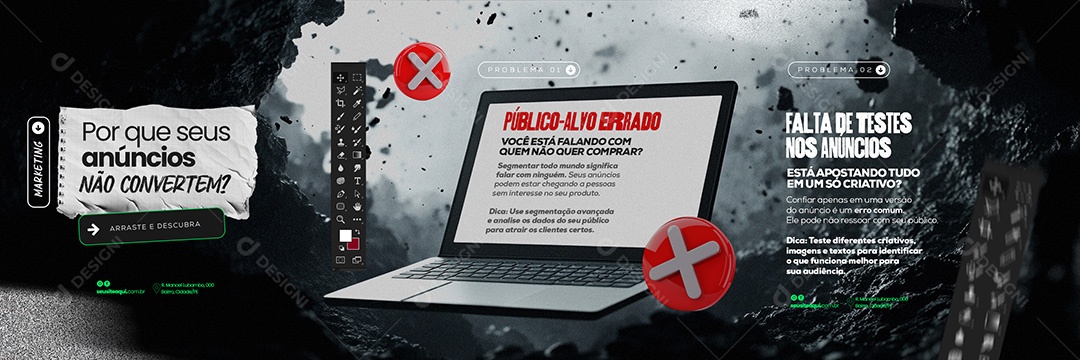 Carrossel Marketing Digital Tráfego Pago Social Media PSD Editável