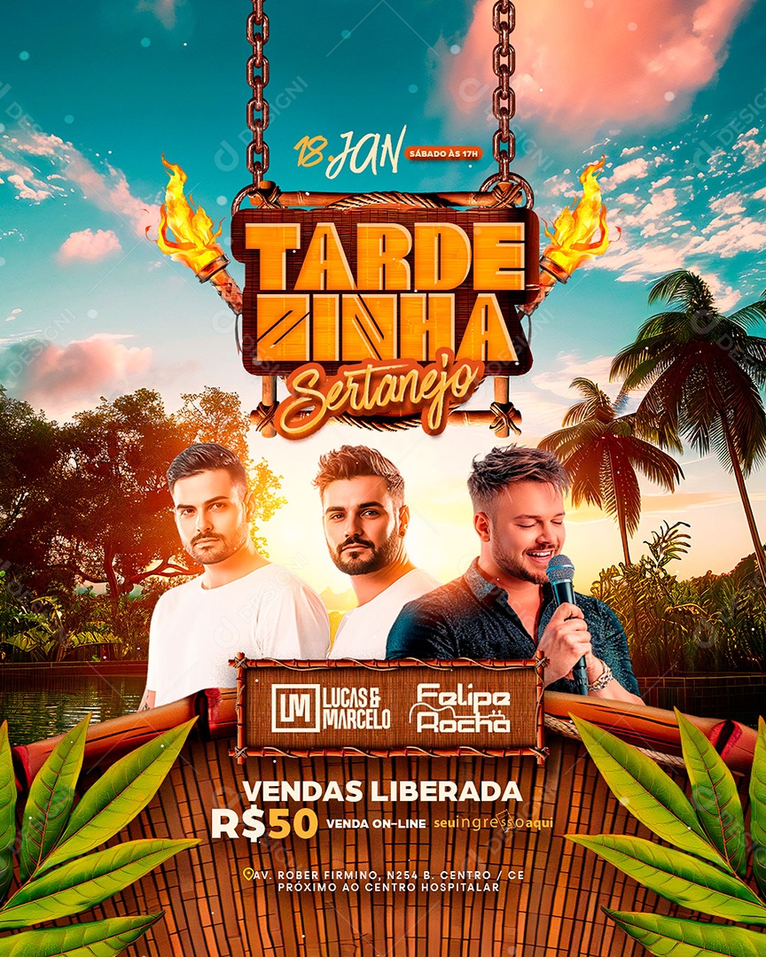 Flyer Tardezinha Sertanejo Social Media PSD Editável