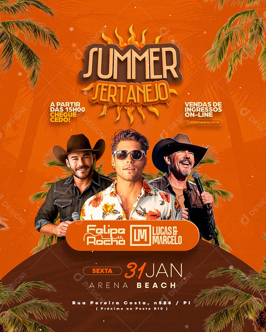 Flyer Summer Sertanejo Social Media PSD Editável