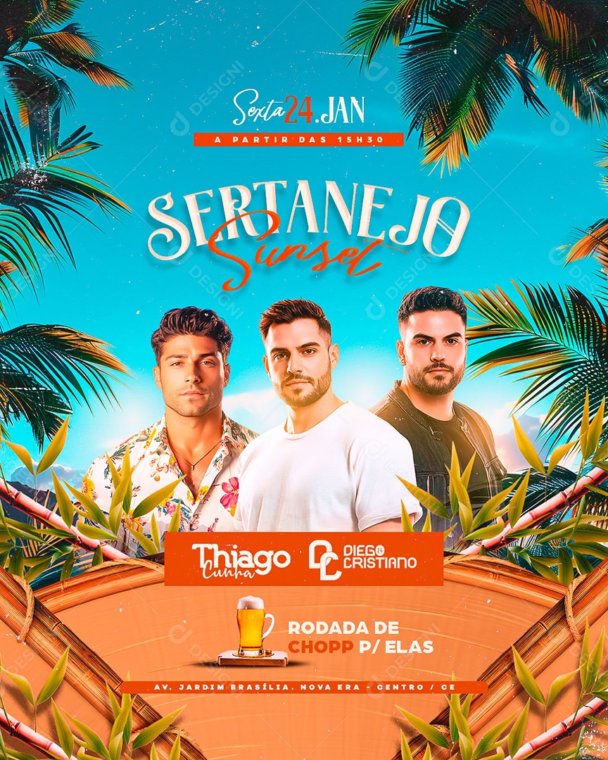 Flyer Sertanejo Sunset Social Media PSD Editável